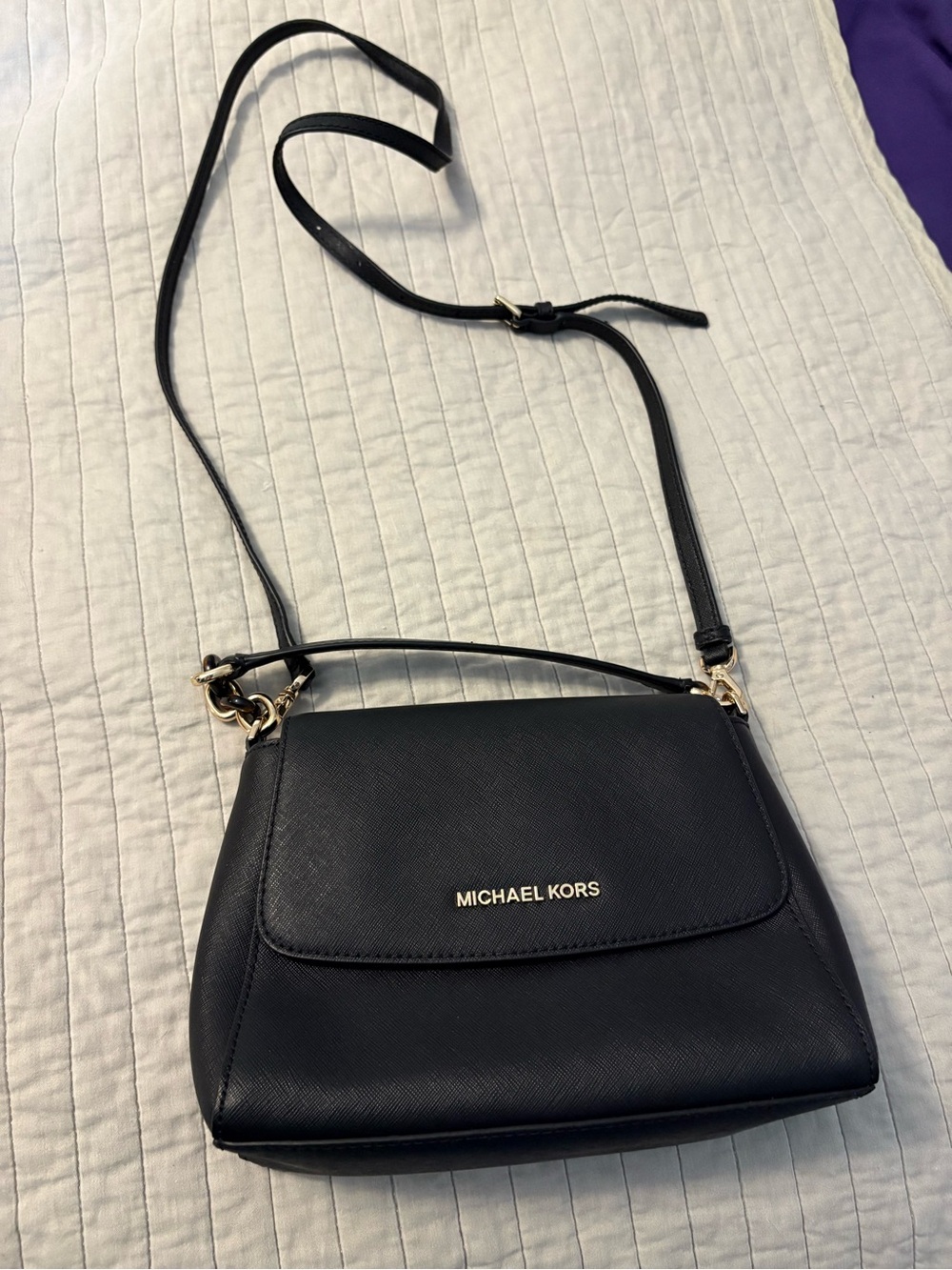 Michael Kors Black Crossbody with Gold Hardware